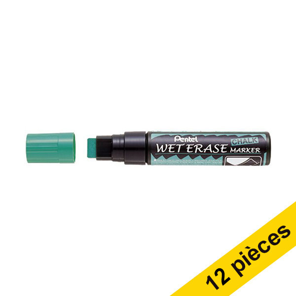 Offre: 12x Pentel SMW56 marqueur craie (8 - 16 mm biseauté) - vert 210260 - 1