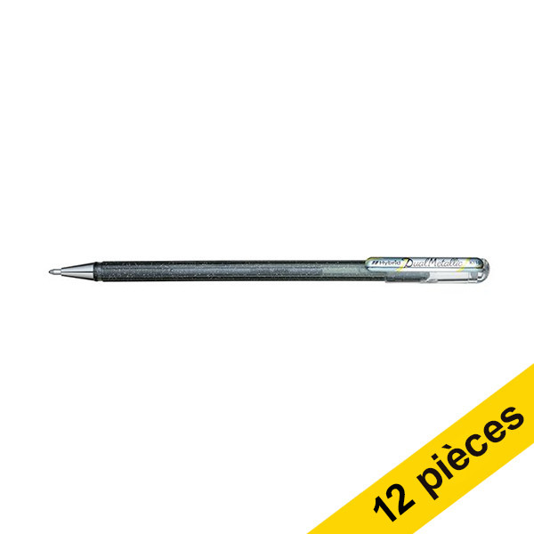 Offre : 12x Pentel Dual Metallic stylo à encre gel - argent 210213 - 1