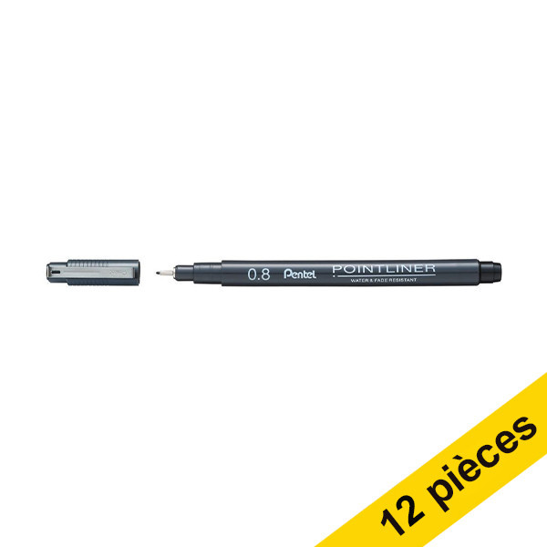 Offre : 12x Pentel Pointliner S20P stylo-feutre pointe fine (0,8 mm) - noir 210307 - 1