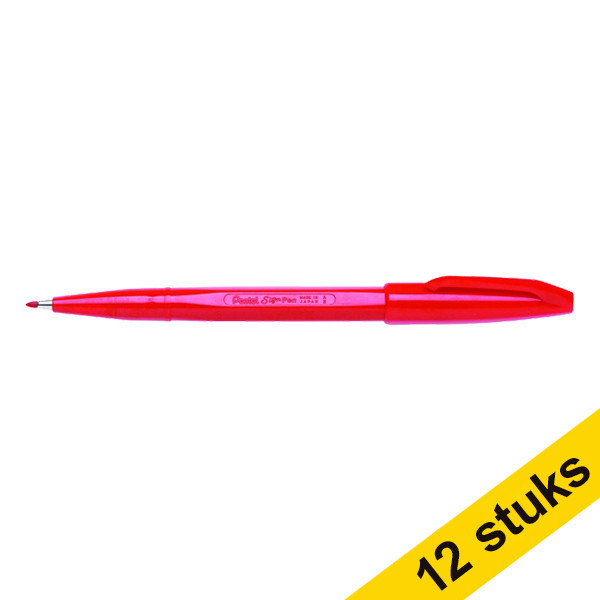 Offre : 12x Pentel Sign S520 feutre à pointe fine (0,8 mm) - rouge 210082 - 1