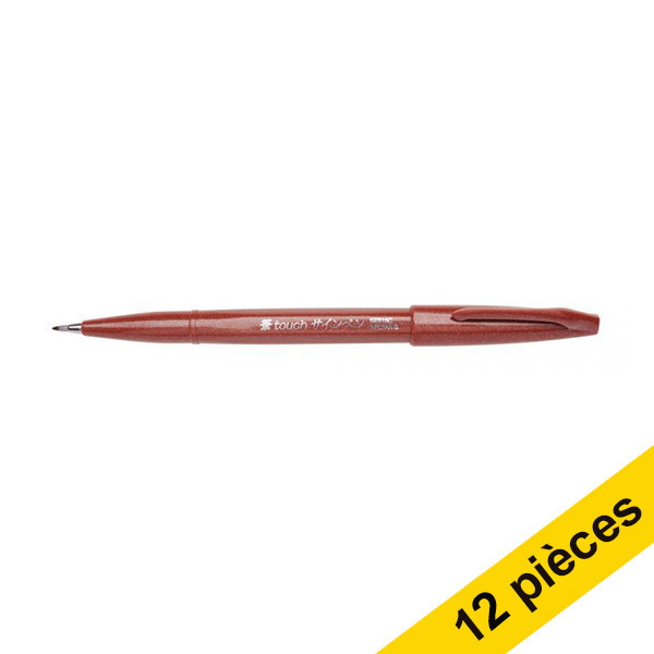 Offre : 12x Pentel Sign SES15C feutre pinceau - marron 210137 - 1