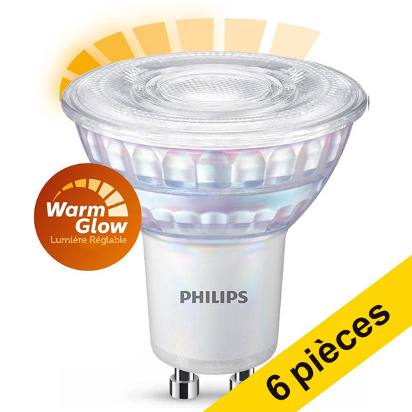 Offre : 6x Philips GU10 spot LED| Lumière chaude | 2200-2700K | 3,8 W (50 W) LPH02528 - 1