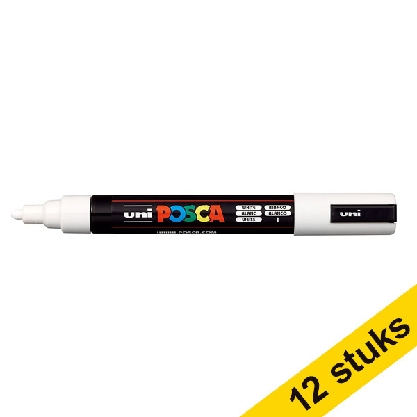 Offre : 12x POSCA PC-3M marqueur peinture (0,9 - 1,3 mm ogive) - blanc 424317 - 1