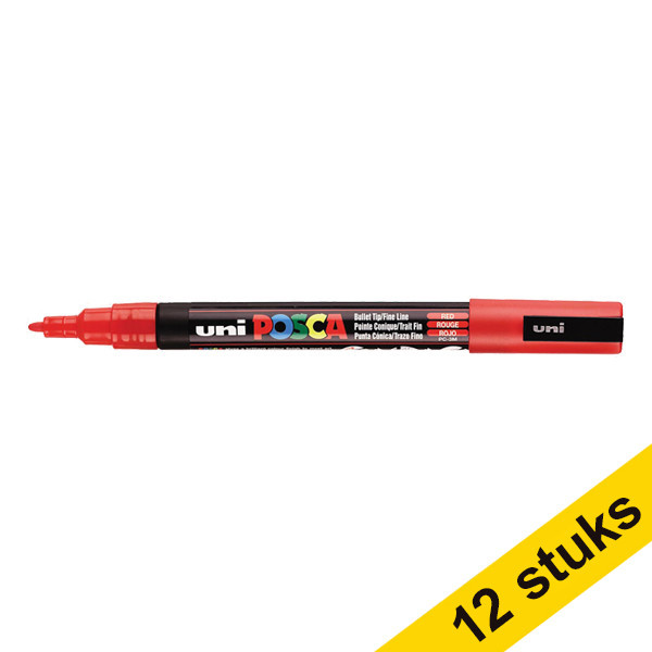 Offre : 12x POSCA PC-3M marqueur peinture (0,9 - 1,3 mm ogive) - rouge 424335 - 1