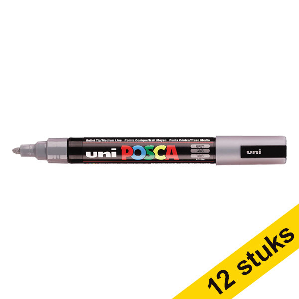 Offre : 12x POSCA PC-5M marqueur acrylique (1,8 - 2,5 mm ogive) - gris ardoise 424367 - 1