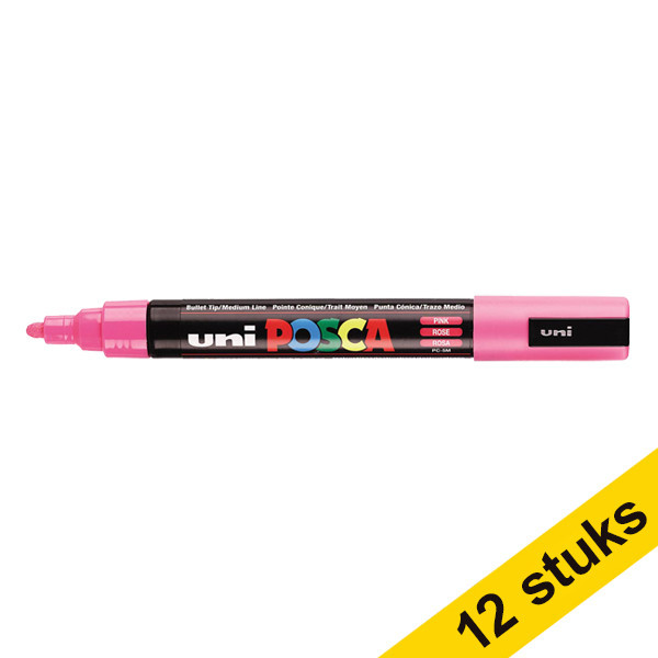 Offre : 12x  POSCA PC-5M marqueur peinture (1,8 - 2,5 mm ogive) - rose 424383 - 1