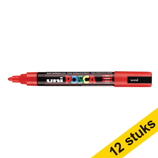 Offre : 12x POSCA PC-5M marqueur peinture (1,8 - 2,5 mm ogive) - rouge 424382 - 1