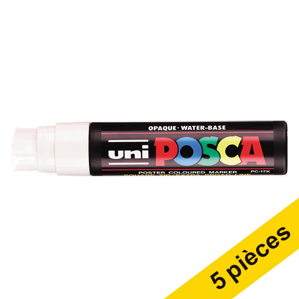 Offre : 5x POSCA PC-17K marqueur peinture (15 mm rectangulaire) - blanc 424449 - 1