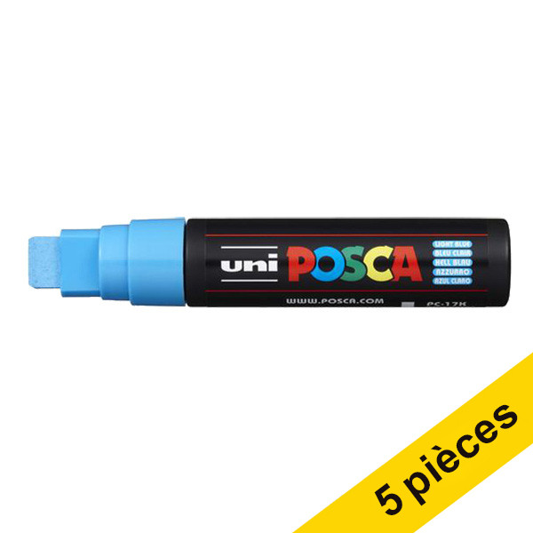 Offre : 5x POSCA PC-17K marqueur peinture (15 mm rectangulaire) - bleu clair 424447 - 1
