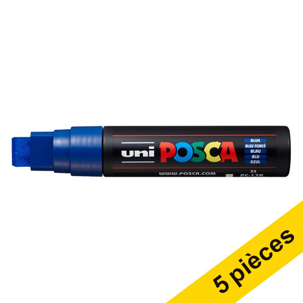 Offre : 5x POSCA PC-17K marqueur peinture (15 mm rectangulaire) - bleu foncé 424448 - 1
