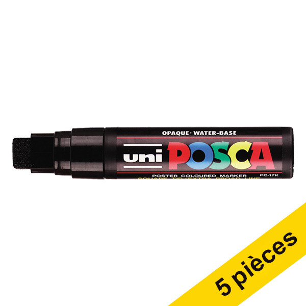 Offre : 5x POSCA PC-17K marqueur peinture (15 mm rectangulaire) - noir 424451 - 1