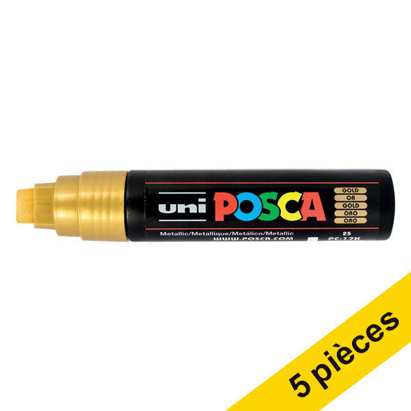 Offre : 5x POSCA PC-17K marqueur peinture (15 mm rectangulaire) - or 424452 - 1