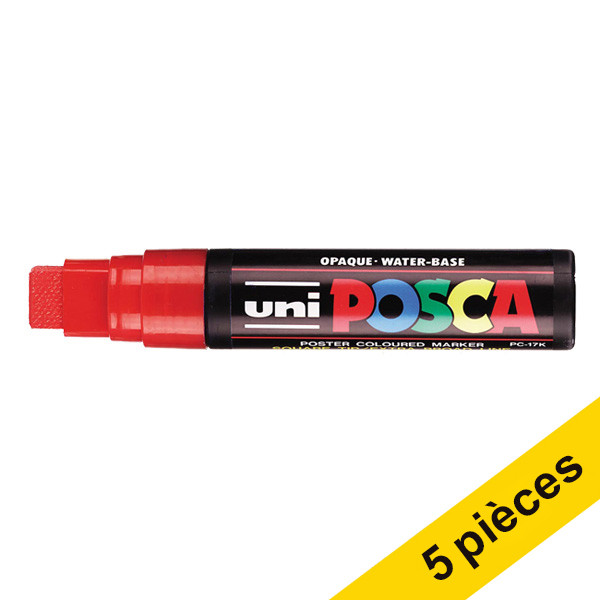 Offre : 5x POSCA PC-17K marqueur peinture (15 mm rectangulaire) - rouge 424453 - 1