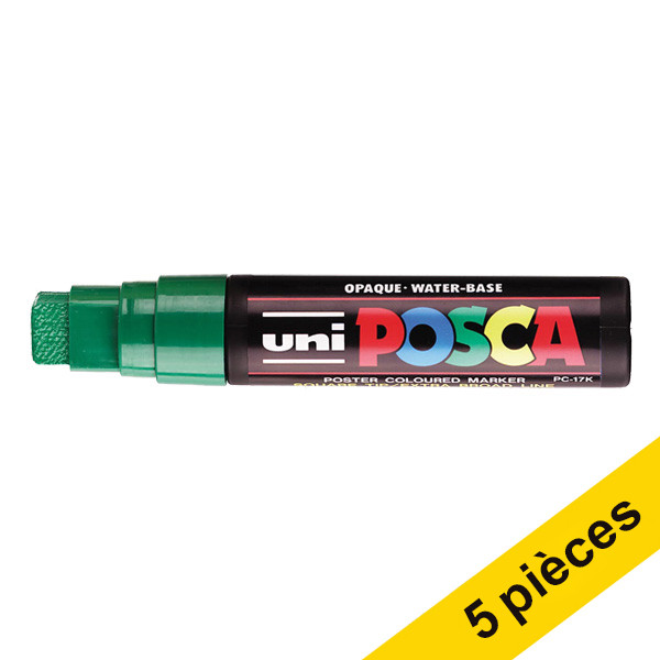Offre : 5x POSCA PC-17K marqueur peinture (15 mm rectangulaire) - vert foncé 424455 - 1