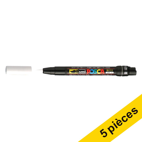 Offre : 5x POSCA brush PCF-350 marqueur peinture (1 mm pointe pinceau) - blanc 424254 - 1