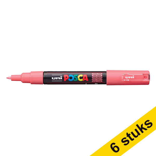 Offre : 6x POSCA PC-1MC marqueur peinture (0,7 - 1 mm conique) - corail 424289 - 1