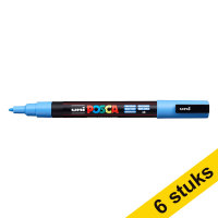 Offre : 6x POSCA PC-3M marqueur acrylique (0,9 - 1,3 mm ogive) - bleu ciel