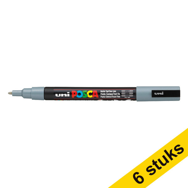 Offre : 6x POSCA PC-3M marqueur peinture (0,9 - 1,3 mm ogive) - gris 424321 - 1