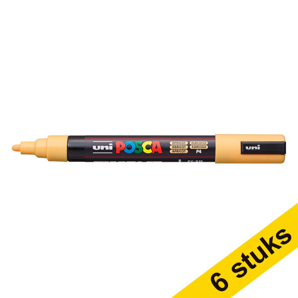 Offre : 6x POSCA PC-5M marqueur peinture (1,8 - 2,5 mm ogive) - abricot 424356 - 1