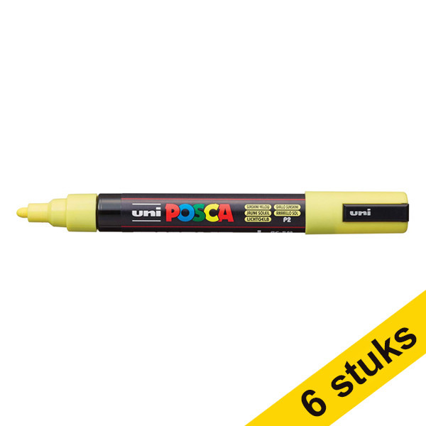 Offre : 6x POSCA PC-5M marqueur peinture (1,8 - 2,5 mm ogive) - jaune soleil 424371 - 1