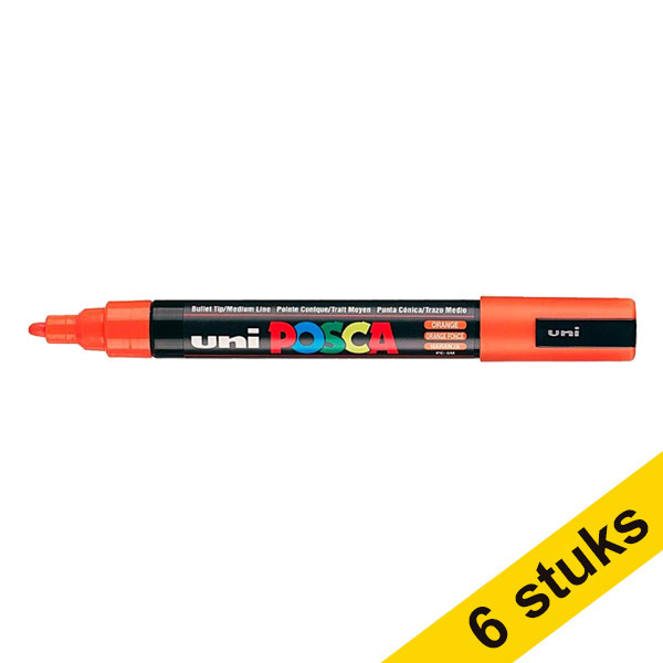 Offre : 6x POSCA PC-5M marqueur peinture (1,8 - 2,5 mm ogive) - orange foncé 424379 - 1