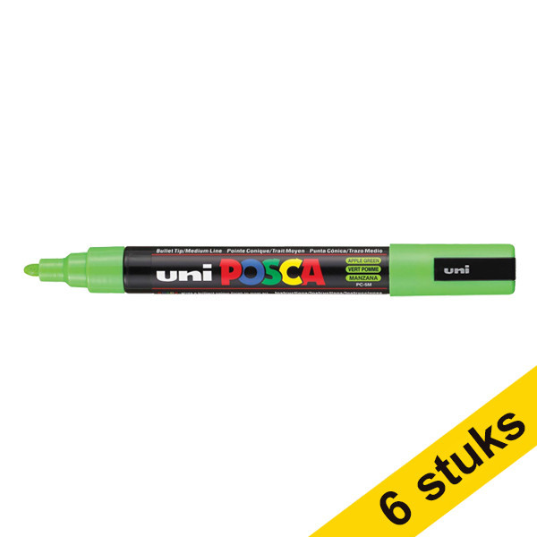 Offre : 6x POSCA PC-5M marqueur peinture (1,8 - 2,5 mm ogive) - vert pomme 424395 - 1