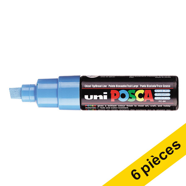 Offre : 6x POSCA PC-8K marqueur peinture (8 mm biseautée) - bleu clair 424413 - 1