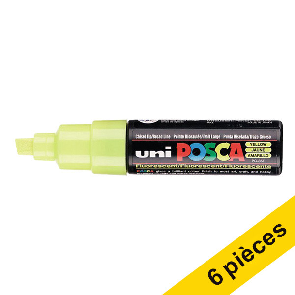 Offre : 6x POSCA PC-8K marqueur peinture (8 mm biseautée) - jaune fluo 424423 - 1