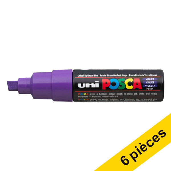 Offre : 6x POSCA PC-8K marqueur peinture (8 mm biseautée) - violet 424444 - 1