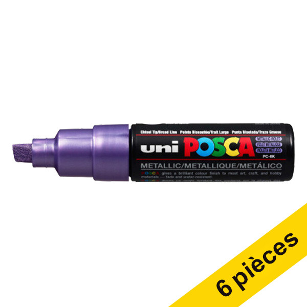 Offre : 6x POSCA PC-8K marqueur peinture (8 mm biseautée) - violet métallique 424445 - 1
