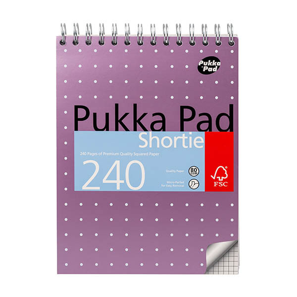Pukka Pads Shortie Metallic bloc à spirale 23,5 x 17,8 cm quadrillé 80 g/m² 120 feuilles 200449 - 1