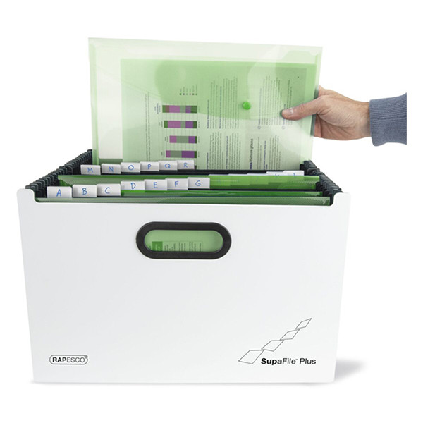 Rapesco SupaFile Plus trieur extensible avec 26 compartiments (A4+) - blanc/noir 202081 - 2