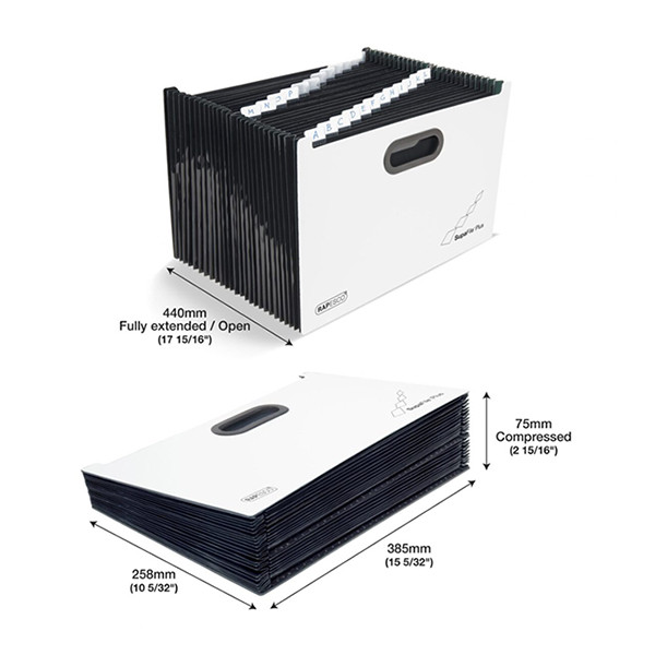 Rapesco SupaFile Plus trieur extensible avec 26 compartiments (A4+) - blanc/noir 202081 - 3