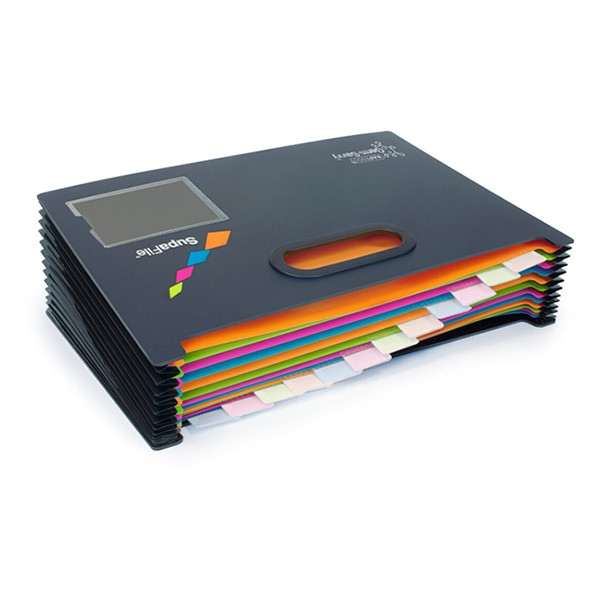 Rapesco SupaFile trieur extensible avec 13 compartiments (A4) - noir 202080 - 2