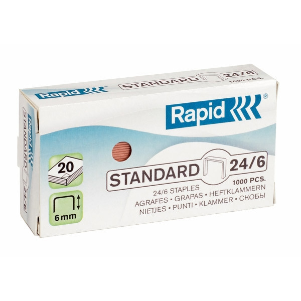Rapid 24/6 agrafes standard avec revêtement en cuivre (1000 pièces) 202002 - 1