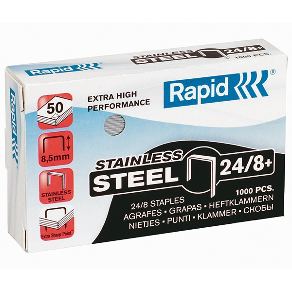 Agrafes Rapid 24/8+ Super Strong en acier inoxydable (1000 pièces) 202022 - 1