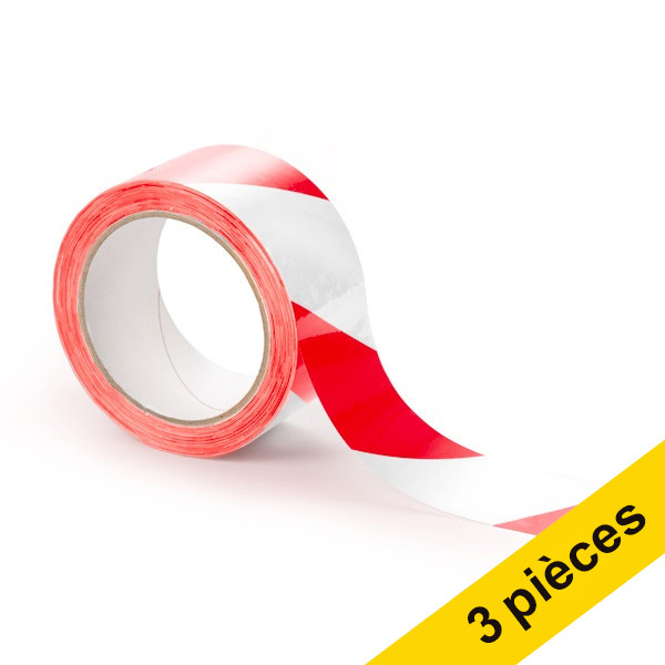 Offre : Rillstab ruban de marquage au sol autocollant rouge/blanc 50 mm x 33 m (3 pièces) 068126 - 1