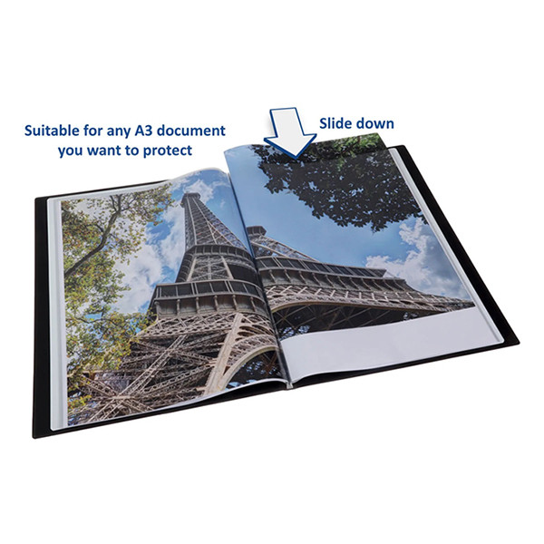 Rillstab album de présentation couverture rigide A3 (12 pochettes d'insertion) - noir 068104 - 7