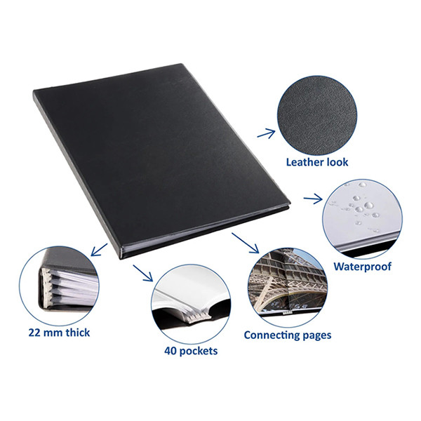 Rillstab album de présentation couverture rigide A4 (40 pochettes) - noir 068095 - 5