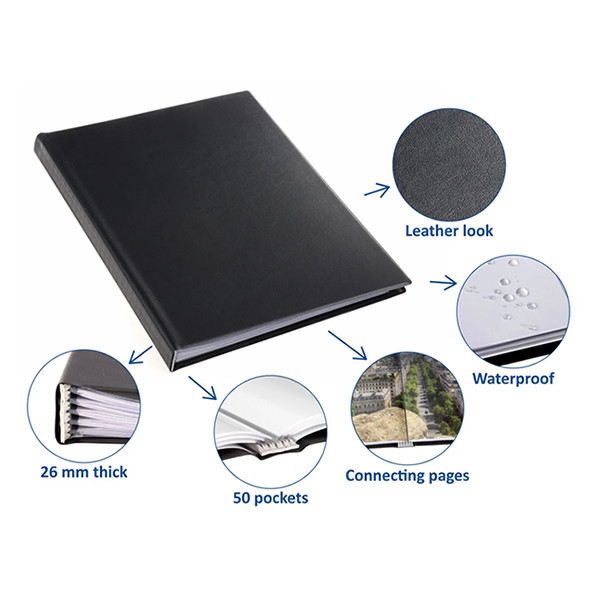 Rillstab album de présentation couverture rigide A4 (50 pochettes) - noir 068096 - 5