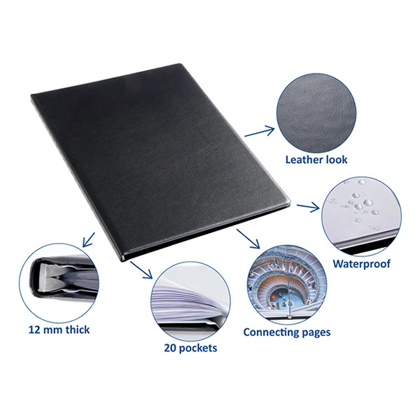 Rillstab album de présentation couverture rigide A5 (20 pochettes d'insertion) - noir 068108 - 5