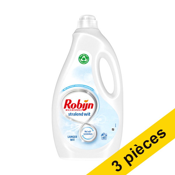Offre : 3x Robijn Blanc Éclatant lessive liquide 3 litres (60 lavages) SRO00120 - 1