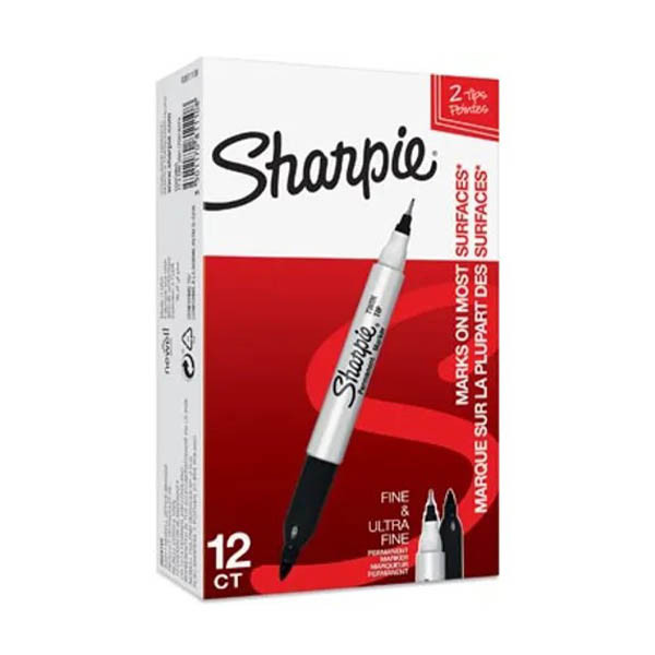 Sharpie marqueur permanent à double pointe (12 pièces) - noir 424491 - 1