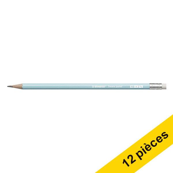 Aanbieding: 12 x Stabilo Swano potlood met gum pastel blauw (HB) 200151 - 1