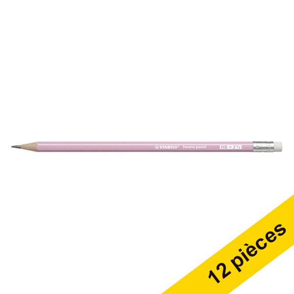 Aanbieding: 12 x Stabilo Swano potlood met gum pastel roze (HB) 200148 - 1