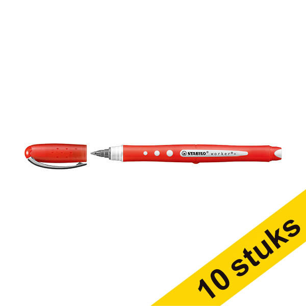 Offre : 10x Stabilo Worker+ Colorful stylo roller - rouge 206147 - 1
