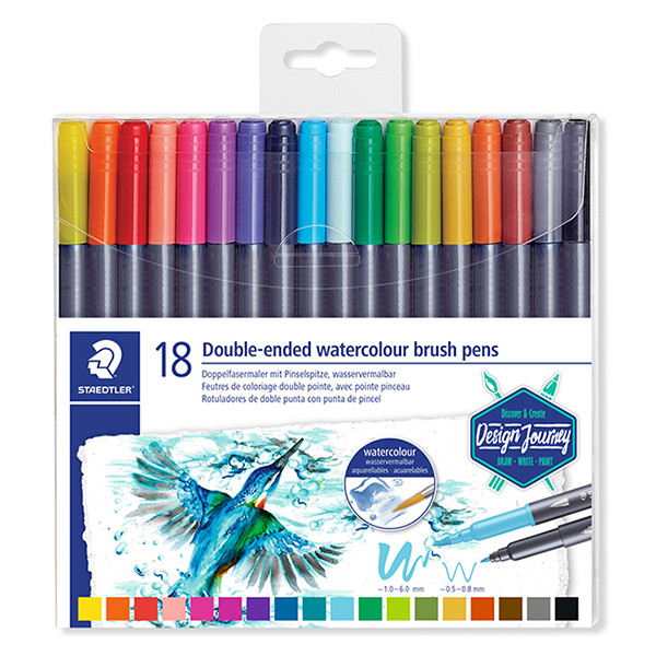 Staedtler 3001 feutres de coloriage aquarellables à double pointe (18 pièces) 209508 - 1