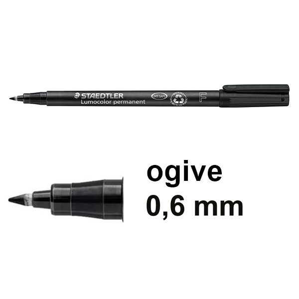 Staedtler Lumocolor 318 marqueur permanent (0,6 mm ogive) - noir 424733 - 1