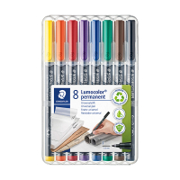 Staedtler Lumocolor 318 marqueur permanent 8 pièces (0,6 mm ogive) - couleurs assorties 209624