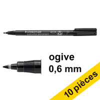Offre : 10x Staedtler Lumocolor 318 marqueur permanent (0,6 mm ogive) - noir 424737
